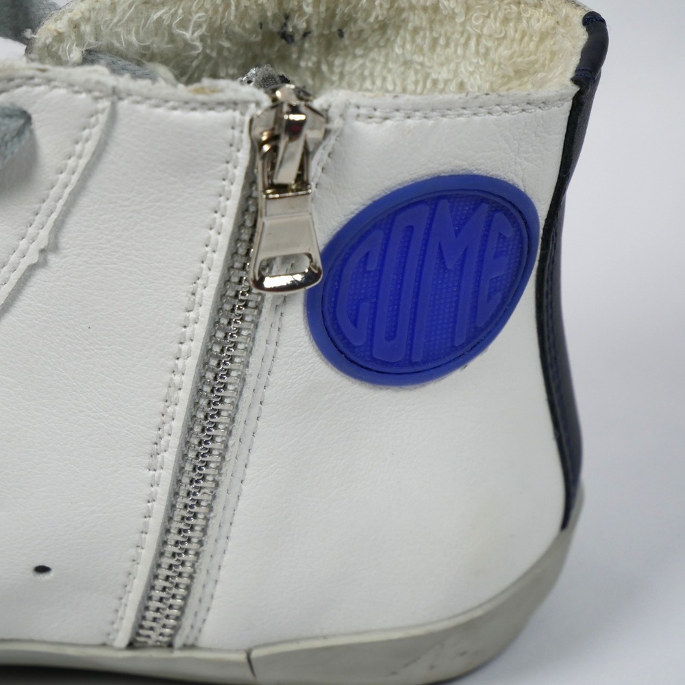 Golden Goose Francy Hightop Sneakers White Leather Silver Glitter Star Zip Women - Picture 11 of 12
